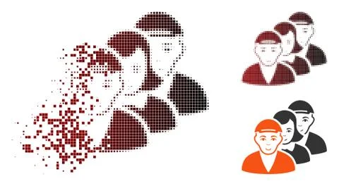 Moving Dotted Halftone People Queue Icon イラスト素材