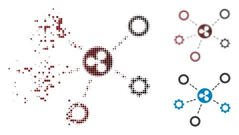 Moving Dotted Halftone Ripple Network Structure Icon Stockillustratie