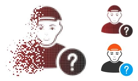 Moving Dotted Halftone User Query Icon with Face Stock Illustration