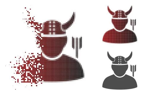 Moving Dotted Halftone Warrior Icon Illustrazione stock
