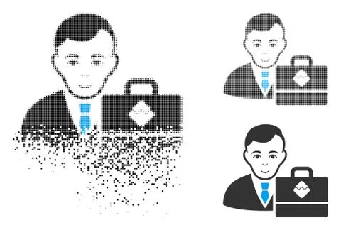 Moving Dotted Halftone Waves Accounter Icon with Face 스톡 일러스트