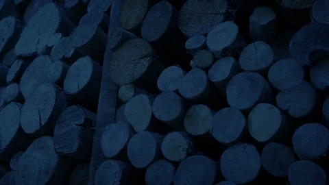 Moving Down Big Stack Of Logs At Night Stock Footage 118463930