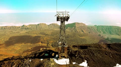 Moving down by funicular on cableway from Teide volcano Stock Footage 49671107