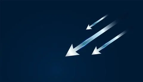 Moving Down of Multiple bright blue arrows surge diagonally and Multiple ar.. Stock Illustration