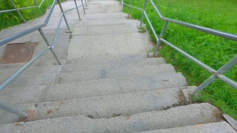 Moving down the stairs Stock Footage 92684005