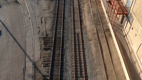 Moving Drone shot Of Old Train Tracks Vídeos de archivo 90266857