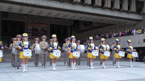 Moving drummers during the game. Stock Footage 76547441
