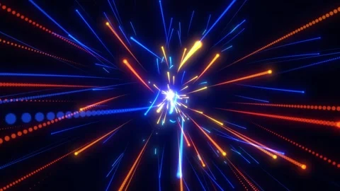 Moving dynamic light stripes on a dark background. Particle explosion. speed Stock Footage 257770969