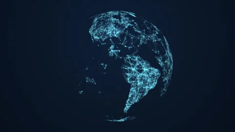 Moving Earth Planet Background with Plexus Stock Footage 244896619