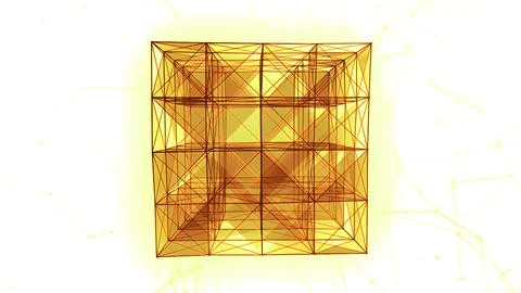 Moving edges in cube 3d design. Motion. Cubic structure with triangular Stock Illustration