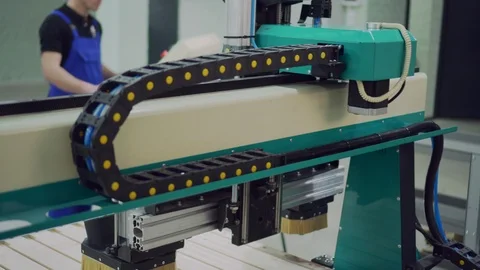 Moving elements of the CNC machine, close-up. Video stock 126041406