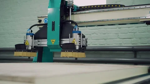 Moving elements of a CNC machine. 스톡 동영상 127764296