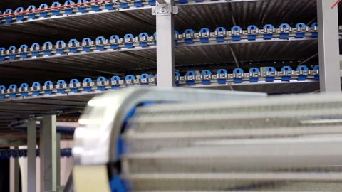 Moving an empty automatic conveyor belt Stock Footage 151214660