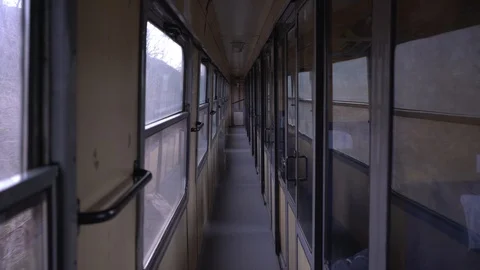 Moving empty wagon from a train shot from inside Stock-Footage 87998633