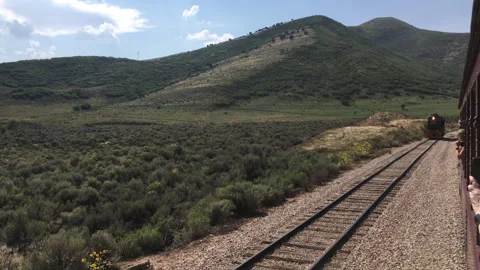 Moving the engine on the Heber Creeper, historic Heber Valley Railroad Stock Footage 308424134