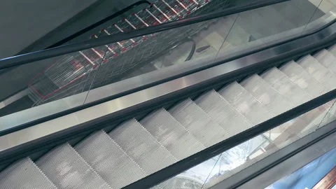 Moving escalator in the city mall. Stock Footage 86689068