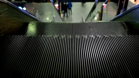 Moving escalator. Escalator in a public area Stock Footage 77468053