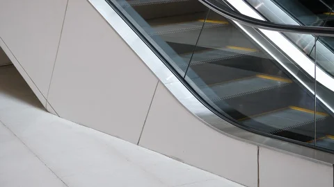 Moving escalator on floor of building Stock Footage 89205710