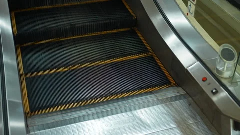 Moving up the escalator with glass sides Stock Footage 330958014