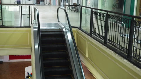 Moving up the escalator with glass sides Stock Footage 330958071