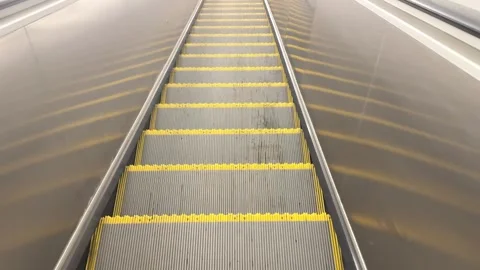 Moving Escalator Going Down In Subway Station Stock Footage 310132395