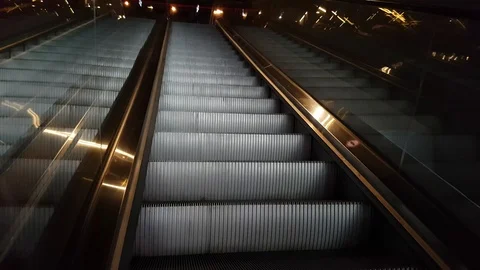 Moving escalator up, mecanic, electic, Stair and escalators in a public area. Stock Footage 108920686