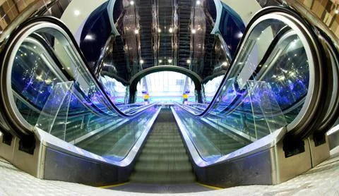 Moving escalator Stock Photos