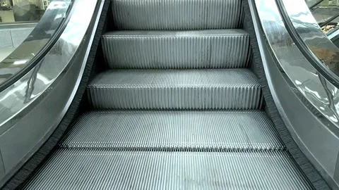 Moving escalator stairs close up Stock Footage 161476040