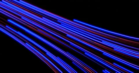 A moving expanding track of colored lines on a black background Stock Footage 212160388