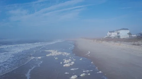 Moving fast over the beach shoreline. Stock Footage 123258298
