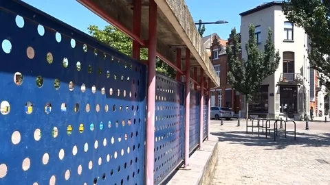 Moving by the Fence Stock Footage 92080978