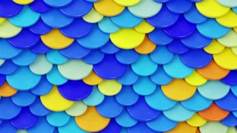Moving fish scales on blue background, trendy minimal 3d looping animation Stock Footage 157675874