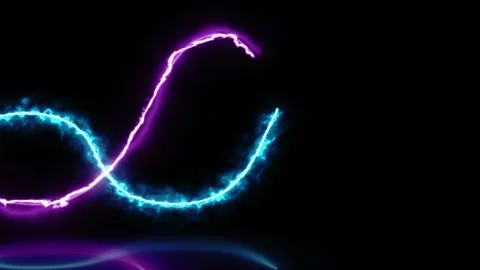 Moving, floating, flickering and intertwining neon lines on a black background Stock Footage 269374959