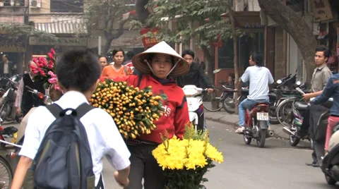 Moving Flower Vender Stock Footage 33799506