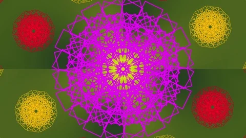 Moving Flowers Kaleida. Background. Stock Footage 73033666