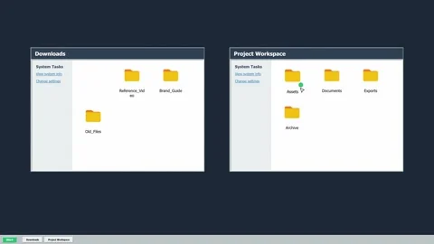Moving a folder from downloads to a project workspace. 4K Stock Footage 342114620