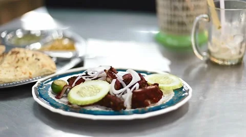 Moving food with fork on table Stock Footage 65804779