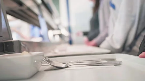 Moving food plate, ordering Stock Footage 289090584
