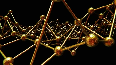 Moving forged gold plexus pattern looping 3D animation with alpha Stock Footage 201063147