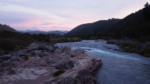 Moving forward above Achibueno river at Linares, Chile Stock Footage 227257166