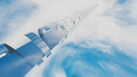 Moving forward along an abstract tunnel of rotating pipes going into the distanc Stock Footage 308376412