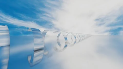 Moving forward along an abstract tunnel of rotating pipes going into the distanc Stock Footage 308376417