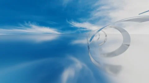Moving forward along an abstract tunnel of rotating pipes going into the distanc Video stock 308376419