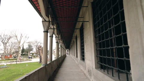 Moving forward along the balcony of a mosque Stock Footage 100268961