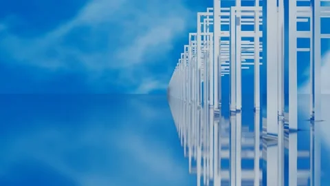 Moving forward along an endless tunnel of rectangular geometric structures with  스톡 동영상 308376432