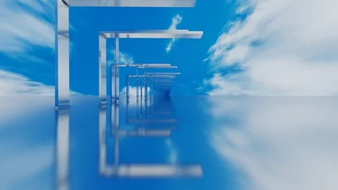 Moving forward along an endless tunnel of rectangular geometric structures with  Video stock 308376436