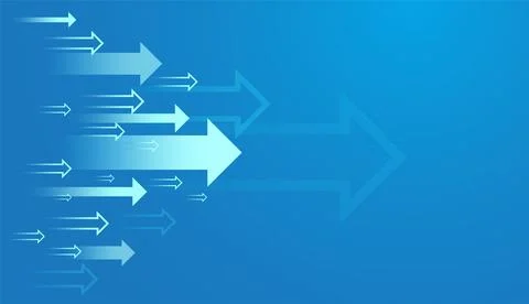 A moving forward arrows pointing next steps togethers for growing trend on .. Stock Illustration