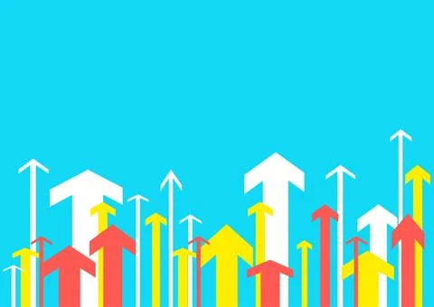 Moving forward arrows set on blue background Stock Illustration