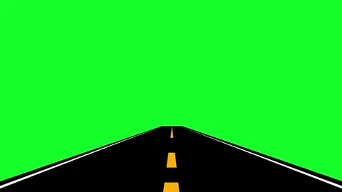 Moving forward asphalt road animation with white markings on chroma key gre.. 動画素材 336413475