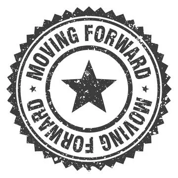 Moving forward black grunge round stamp. moving forward stamp Stock Illustration